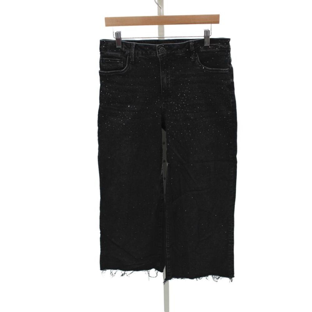 KUT from the Kloth Womens Cropped High Rise Black Sparkly Cotton Jeans Size 10